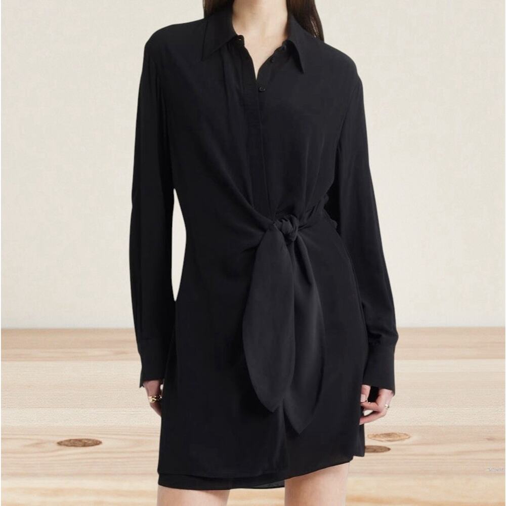 Nordstrom Tie Waist Long Sleeve Black Shirtdress Sz 1X Womens Tunic or MIni $129